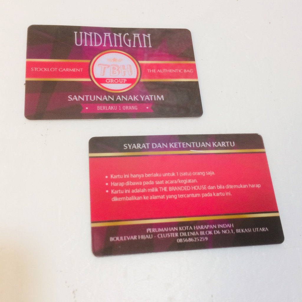 Kartu Nama Bahan PVC