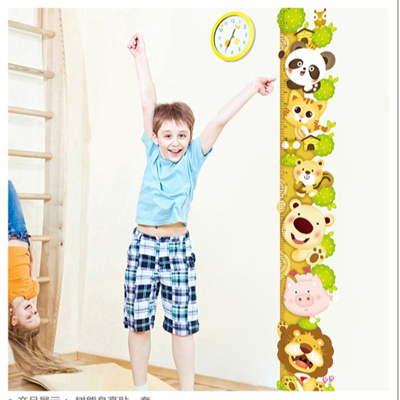 RELIZA WALL STICKER PENGUKUR TINGGI BADAN POHON ANAK ANIMAL HEWAN STICKER DINDING ABC1014