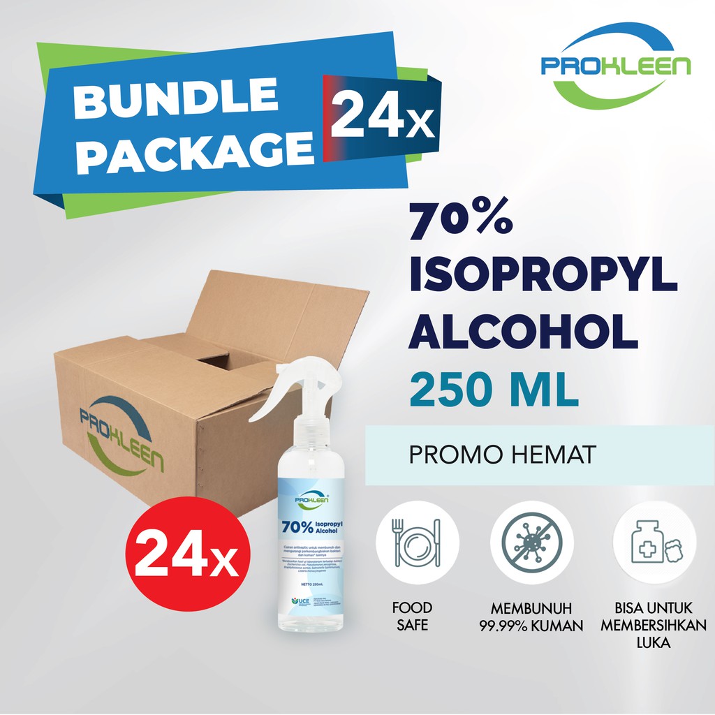 PROKLEEN [BUNDLE] 70% Isopropyl Alkohol Antiseptik Spray 250mL - 24pcs