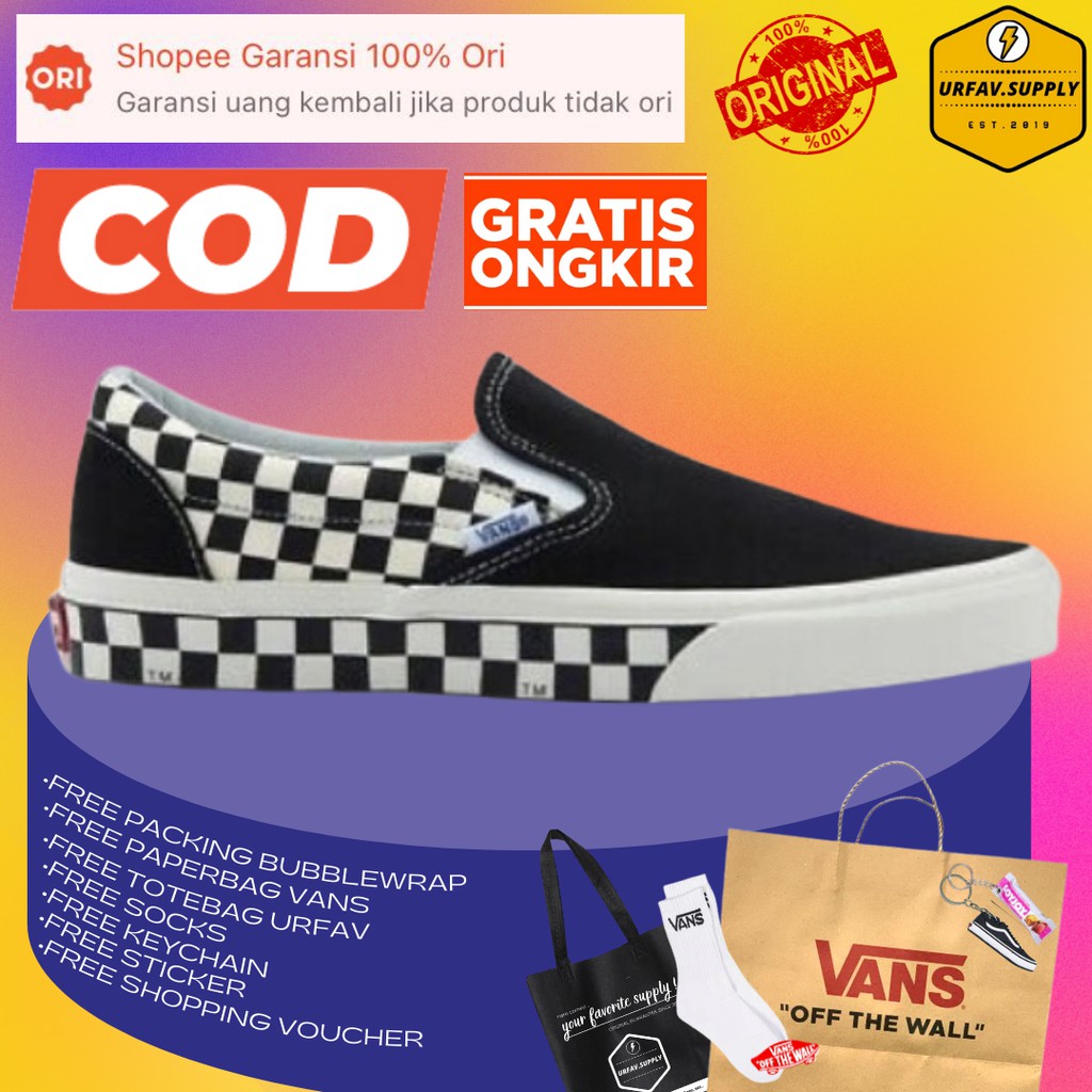VANS Slip On classic Sidewall Checkerboard Black White ORIGINAL BNIB Global Market LEGIT 100% Free P