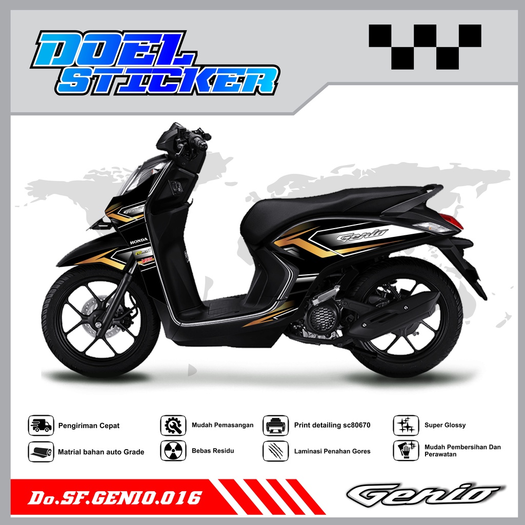 Sticker Striping Variasi Genio List Variasi Hologram , Crome Doel 016