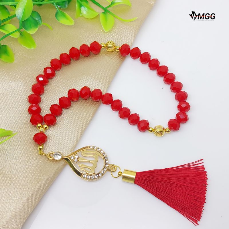 TASBIH BATU RED MARJAN + LAFADZ ALLAH 10MM 33 BUTIR ORIGINAL