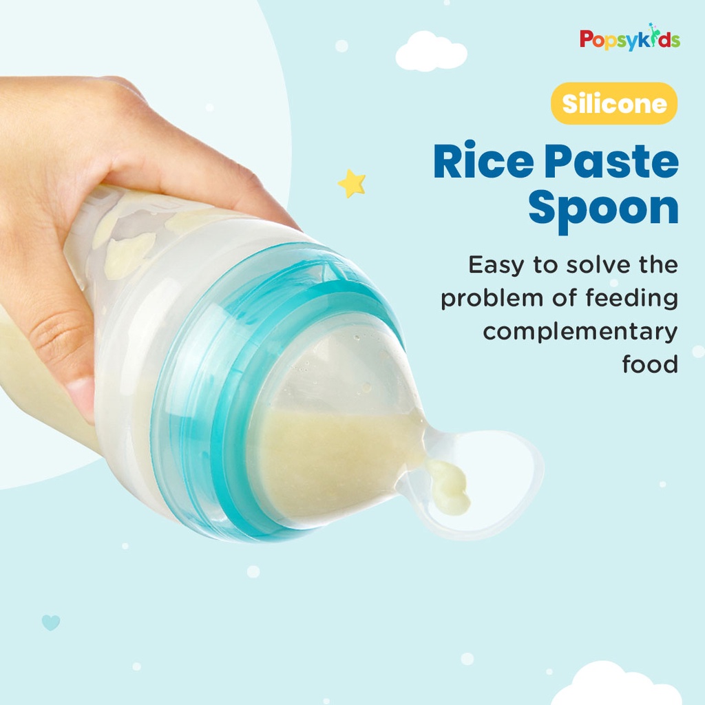 PopsyKids Baby Silicone Milk Bottle Spoon and Sippy cup Nipple 3 in 1 Botol Susu Bayi Silikon Dot Sendok dan SippyCup 3in1