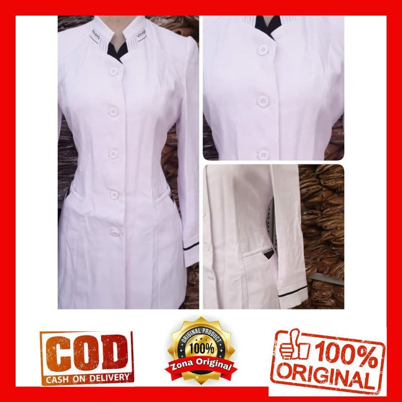 Baju atasan Blazer seragam putih PNS WANITA kerja Guru Perawat Jumbo