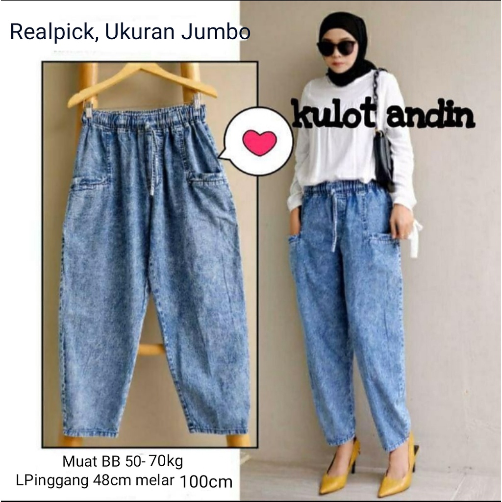 CELANA JEANS ANDIN BAGGY PANTS JUMBO WANITA