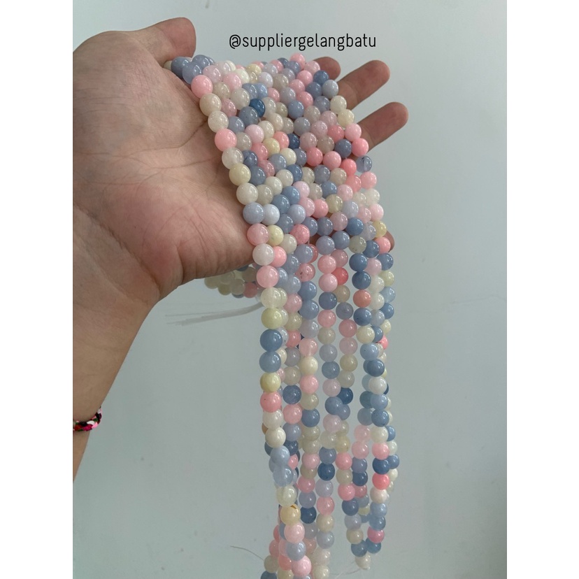 Natural Morgan DOFF 10mm morganite susu pink biru kuning batu candy bahan aksesories lucu pastel