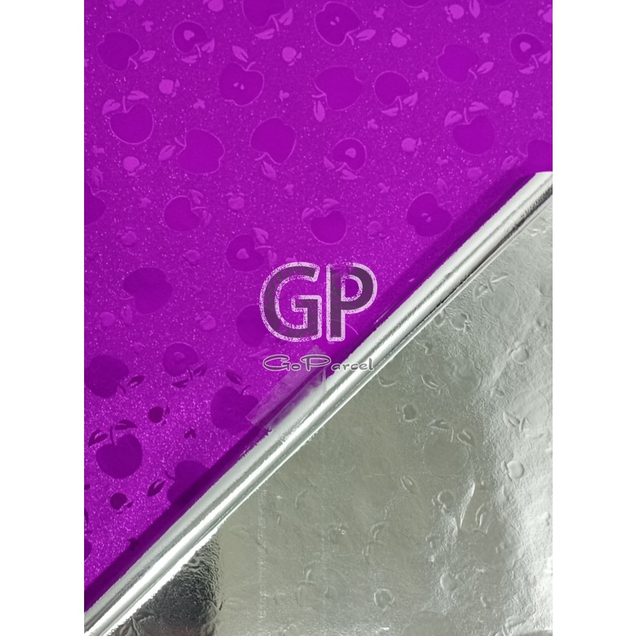 ( 3 Lembar ) PLASTIC METALLIC GLITTER - APPLE - KERTAS KADO PLASTIK KADO EXCLUSIVE GLITER PERAK SILVER METALIC LOVE STAR SALUR AKAR EXCLUSIVE ELEGAN FANCY GIFT WRAPPING PL