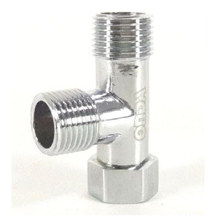 ONDA Tee Brass Chrome Fitting MXF 1/2&quot; Male Female Sambungan Cabang Kuningan Drat Luar Dalam