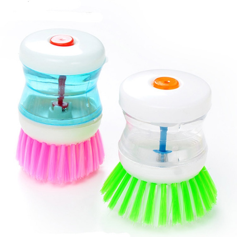1Pc Kitchen Hydraulic Washing Brush / Liquids Soap Dispenser /Dish Bowl Cleaning Brushes With  Liquid Soap Dispenser