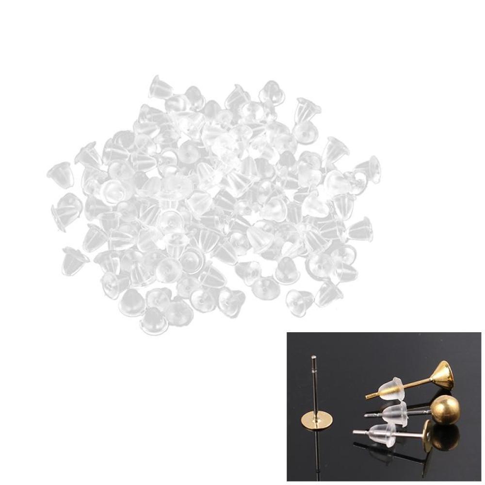 Timekey 100pcs Stopper Belakang Anting Tusuk Bahan Karet Lembut Transparan A1K7