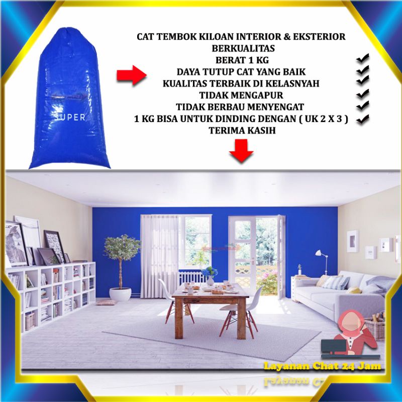 Jual Cat Tembok Kiloan Warna Biru Tua 1Kg / Cat Tembok Kiloan / Cat