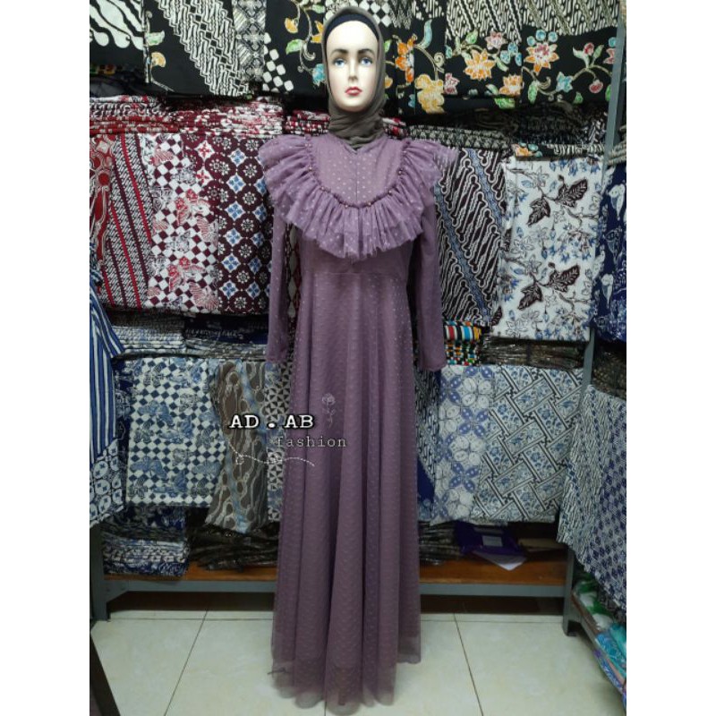 GAMIS TILE SABRINA MODEL RESLETING DEPAN ( FOTO 100% REALPICT) / GAMIS LEBARAN /GAMIS PESTA