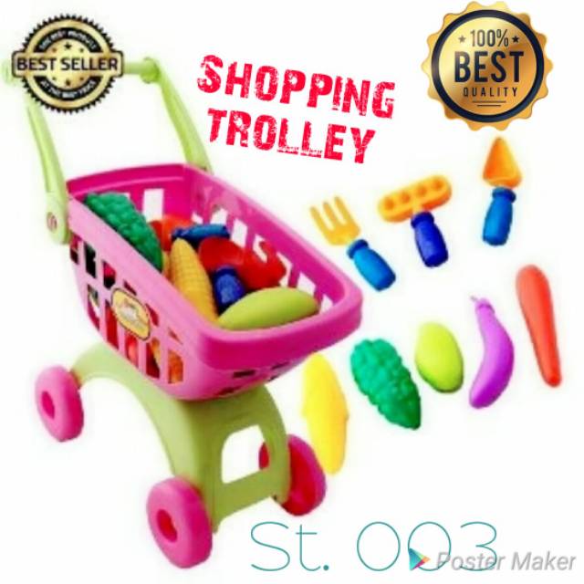 My Food Shop Shopping Trolley ST 003 troli  mainan  