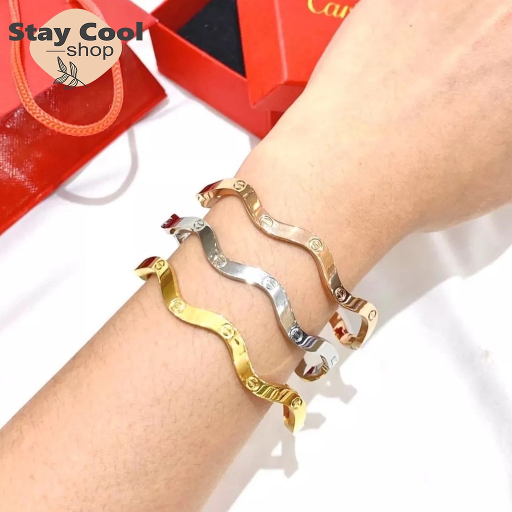 GELANG WANITA ASLI TITANIUM, WARNA GOLD / AKSESORIS WANITA ASLI TITANIUM / PERHIASAN FASHION ASLI TITANIUM ♥ STAY COOL SHOP ♥