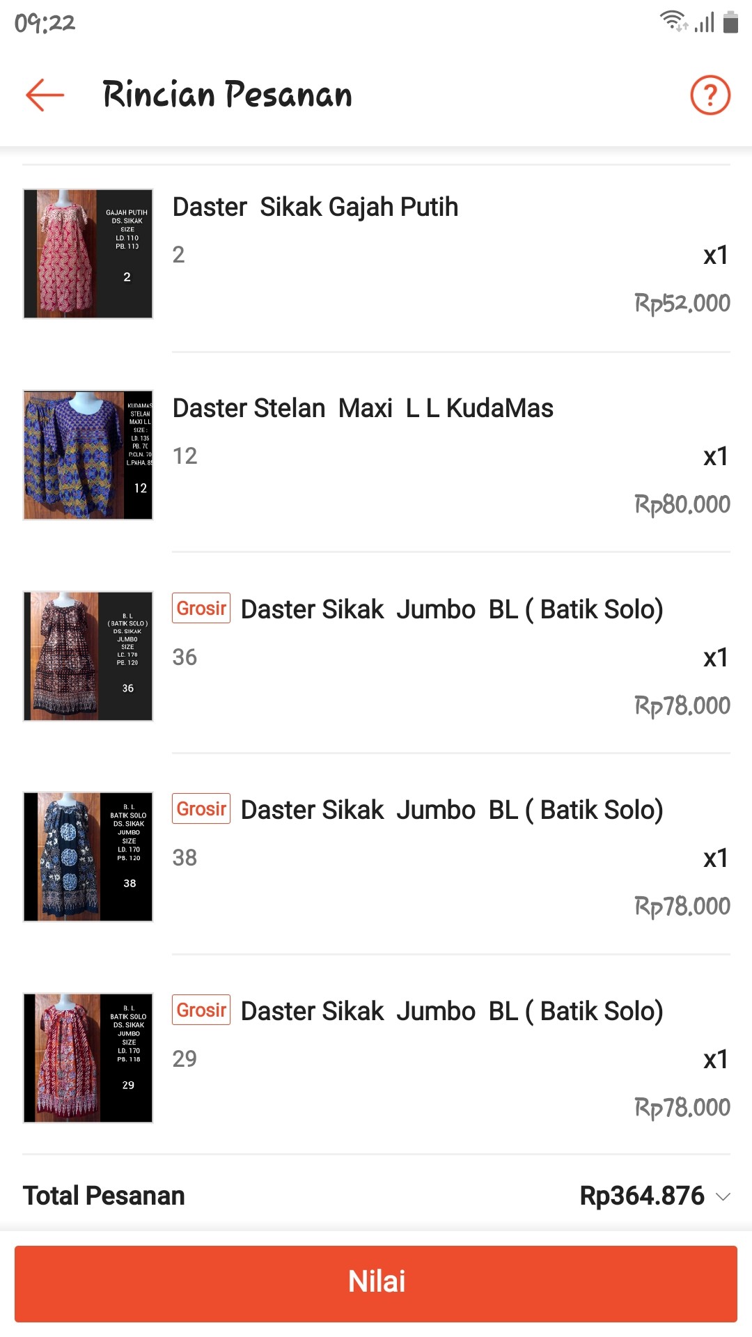 Daster Sikak  Jumbo  Bl ( Batik Solo)
