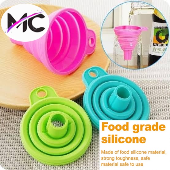 Corong Air Minyak Silikon Karet Lipat Silicone Portable Bulat Flexible Fleksibel Elastis Serbaguna Praktis Untuk Mengisi Botol Minum Kecap Saus Minyak