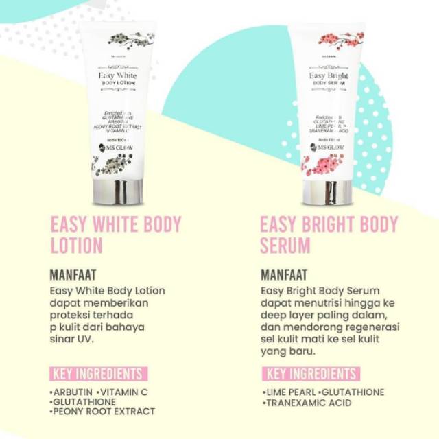 Easy body Paket pemutih badan Ms glow
