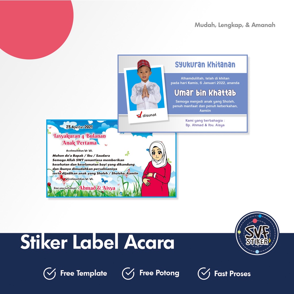 

Stiker / Sticker Label Khitan / Aqiqah / Kehamilan