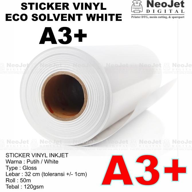 

Sticker Vinyl ECO SOLVENT Roll 50 m White Gloss A3+ Putih ECOSOLVENT