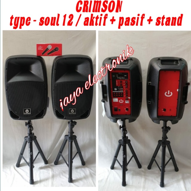 Speaker aktif pasif crimson soul 12 komplit 12 inch bluetooth usb 5 input stereo original