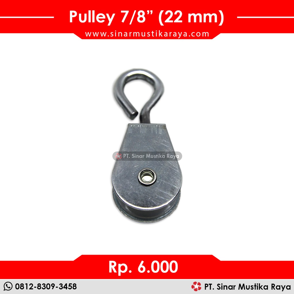 Pulley Katrol 7 8 22mm Kapasitas Beban 10 Kg Alat Ternak