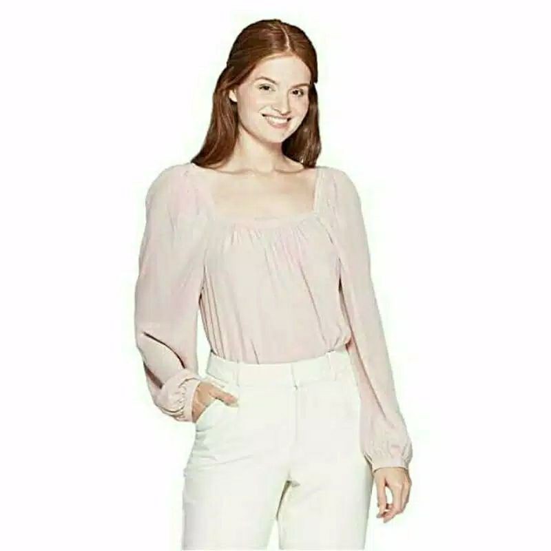 a new day blouse square neck pink
