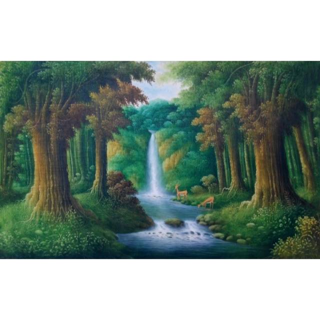 Lukisan air terjun | Lukisan pemandangan | Lukisan bali |  Lukisan indah
