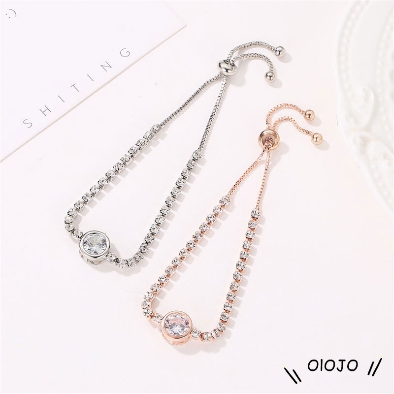 COD Fashion Wanita Korea gelang Berlian Imitasi Bunga Zirkon Aksesoris Perhiasan yang Dapat Disesuaikan Ready Stock Aksesoris Wanita