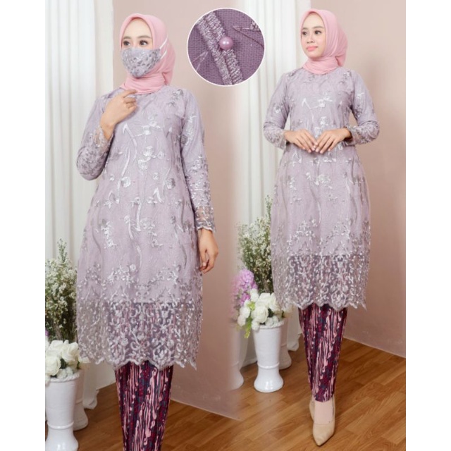set kebaya jumbo ld 130/ kebaya biz size/ kebaya wisuda/ kebaya modren/ kebaya/ baju-lavender