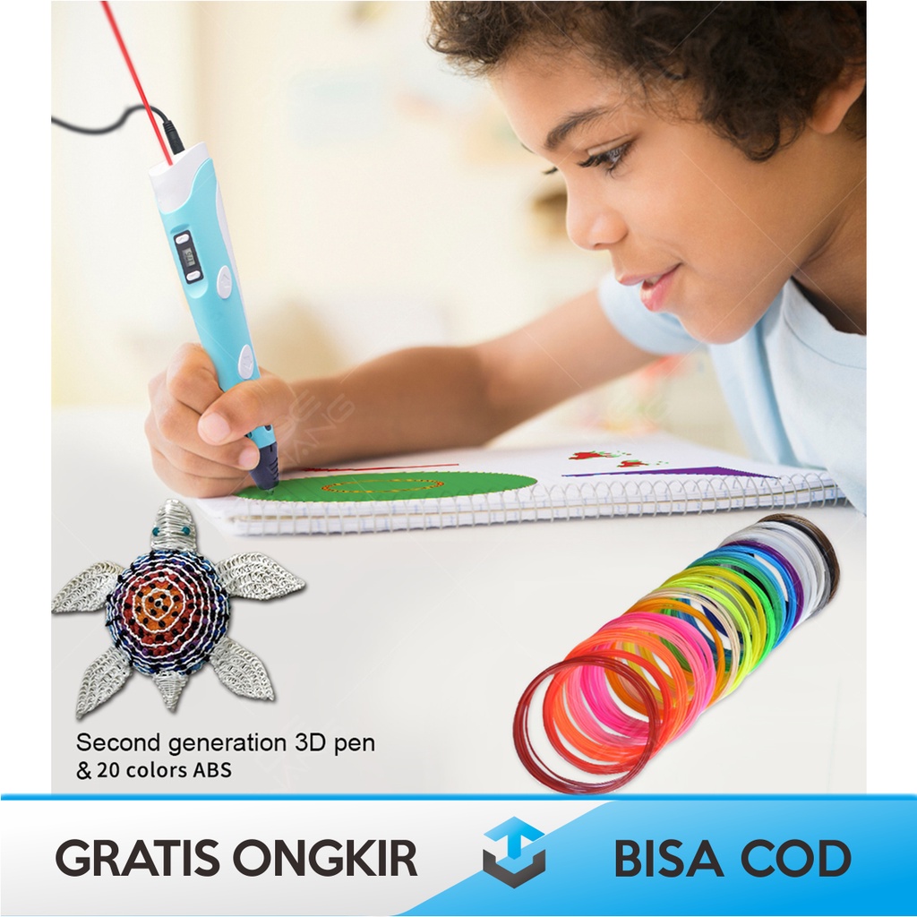 PENA 3 DIMENSI 3D PEN DW-G2 ORIGINAL SET FILAMENT PLA - PENA 3D UNTUK ANAK ANAK - 3D PEN PRINTING MURAH