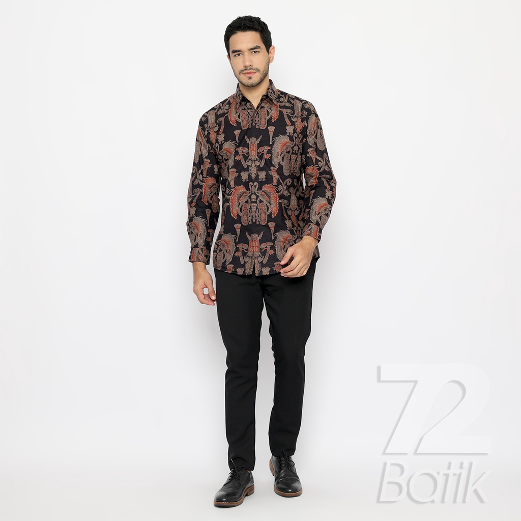 BATIK PRIA LENGAN PANJANG Kemeja Hem Slimfit Premium Warna Hitam 721092 CAP 72 - Baju Kemeja Atasan Pakaian Setelan Batik Pria Cowok Laki Laki Remaja Keluarga Kantor Lengan Panjang Modern Slimfit Slim Fit Premium Kekinian