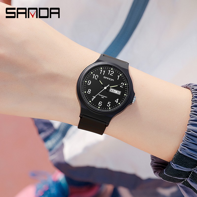 SANDA 6060 Jam Tangan Wanita Pria Analog Sport Tali Rubber Luminous WATCHKITE WKOS