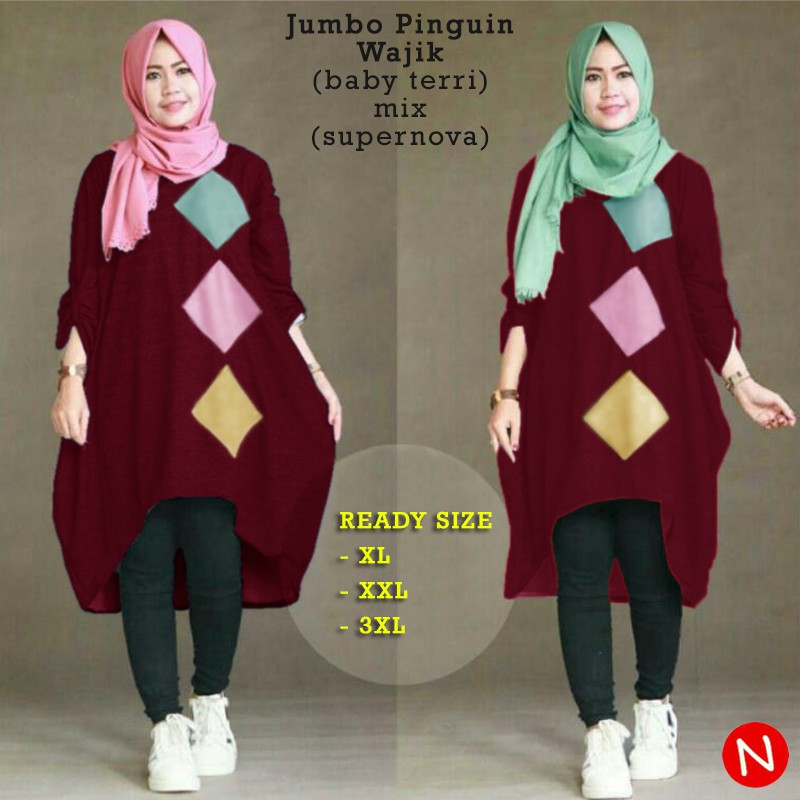 Jumbo Pinguin Wajik - Central Grosir Fashion (CGF) - Ukuran XL-3XL - Matt Baby Terri Mix Katun Supernova