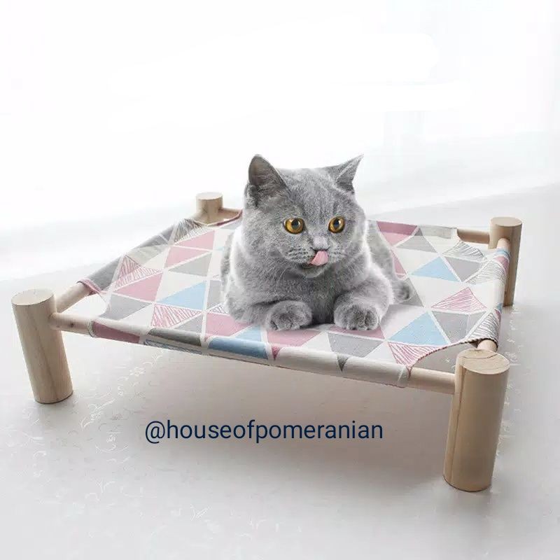 pet bed wooden tempat tidur anjing kucing dog cat ranjang kasur kayu japan style