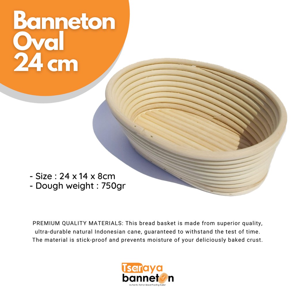 BANNETON OVAL 24CM UNTUK 750G DOUGH | TSARAYA RATTAN