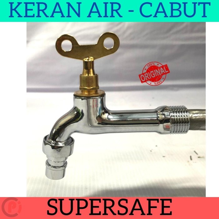 SUPERSAFE Keran Air Kran Taman Sistem Kunci Cabut Bahan Chrome 1/2Inch