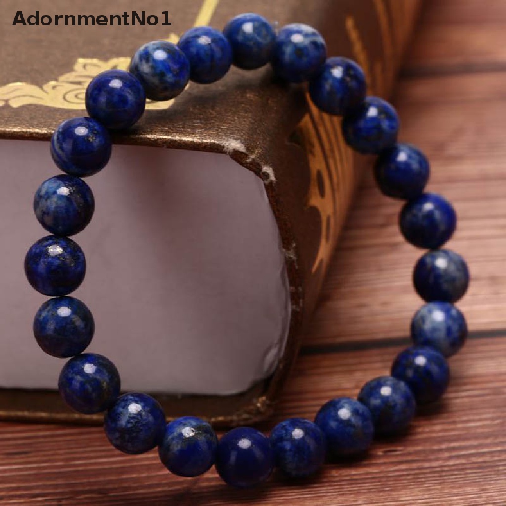 (AdornmentNo1) Gelang Tangan Manik-Manik Lapis Lazuli 8mm Elastis Untuk Unisex / Pria / Wanita