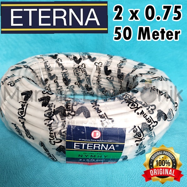 (Roll) Kabel Eterna NYMHY 2x0,75 serabut per Roll 50 meter - Kabel Listrik Eterna Serabut Roll 50m 2 x 0.75
