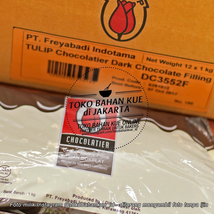 

54eh Tulip Filling Coklat Isian Kue Roti Dark Chocolate Filling Pasta 1Kg 60Jh