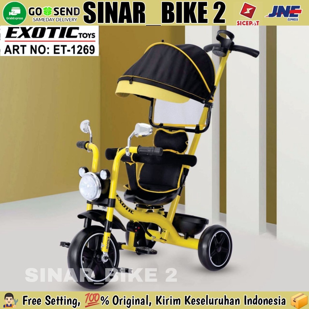 Sepeda Roda Tiga 3 EXOTIC ET-1267,1269 Kursi Putar Kanopi Tricycle Anak