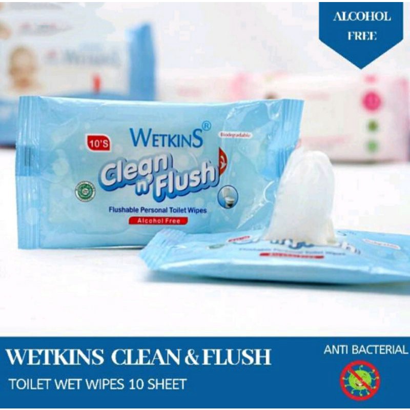 WETKINS CLEAN &amp; FLUSH | WETKINS TISSUE BASAH 10'S [SWEETSPACE]