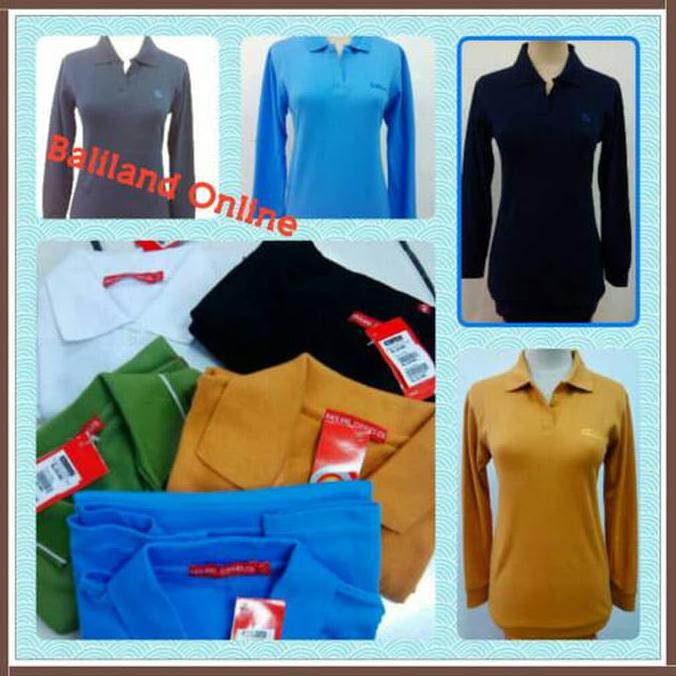 Kaos polo /shirt polo lengan panjang wanita bahan Lacoste Pique