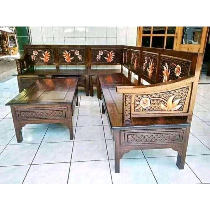 Furniture kursi tamu model sudut minimalis / kursi model jati minimalis untuk ruang tamu kecil / kur
