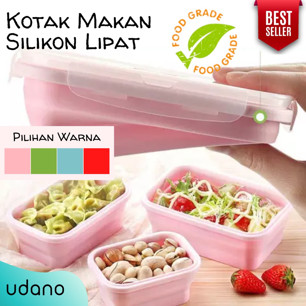 Tempat Makan Lipat Silikon Anti Tumpah Murah Bpa Free 1200ml 350ml Kotak Makan Bekal Anak Lunch Box