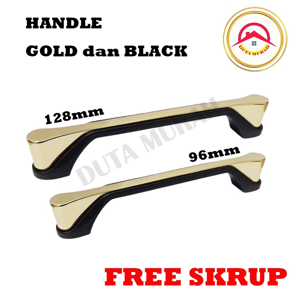 Tarikan Gold Hitam Handle Emas Hitam Tarikan Laci Gagang Pintu Lemari 96 mm dan 128 mm 8103.