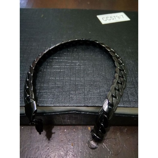 Gelang Rantai Pria Sisik Naga Titanium Black Hitam