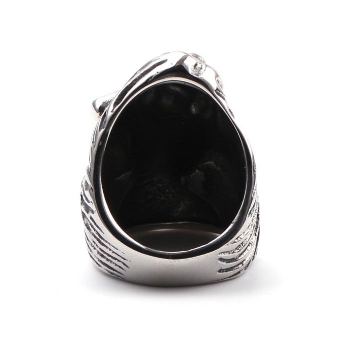 SEUSUK Vintage Fashion Men Gothic Punk Large Heavy Ring Angel Goddess Jewelry