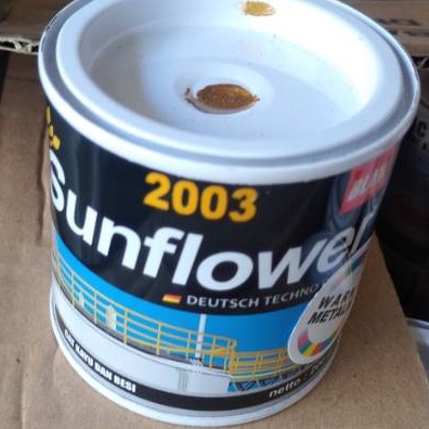 CAT METALIK 100GR SUNFLOWER WARNA EMAS MENGKILAP KEMASAN KECIL CAT KAYU BESI CAT MINYAK