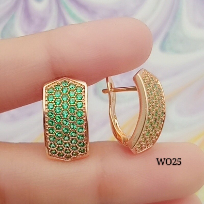 xuping anting permata hijau lapisan emas terbaru