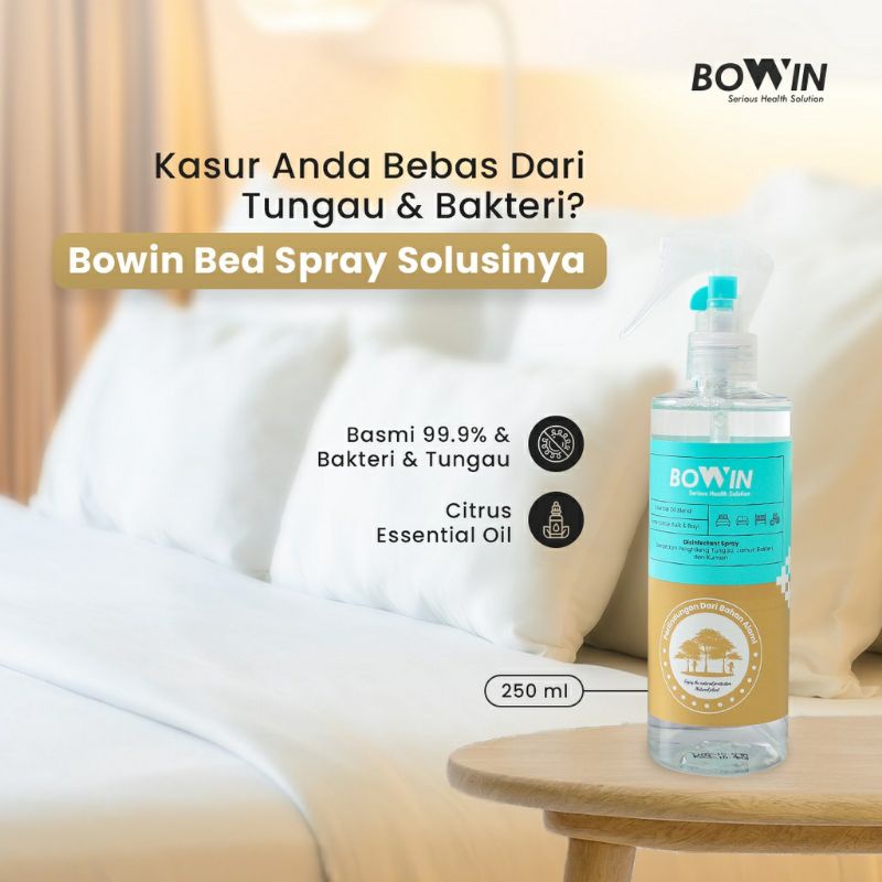 BOWIN Bed &amp; Linen Spray 100% Organic Anti Tungau, Anti Bakteri, Kuman &amp; Virus (essential oil aromatherapy)